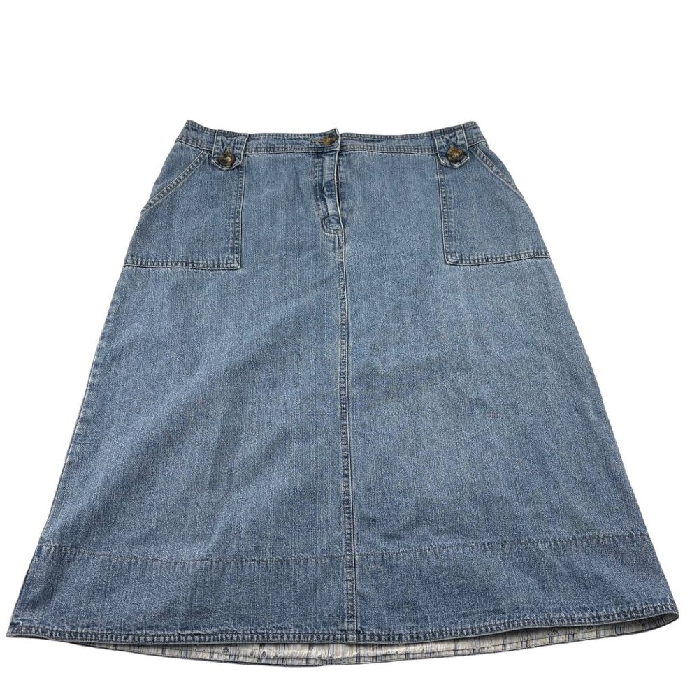Kim‎ Rogers Denim A-Line Skirt Size 16 Jean Skirt Midi Y2k Vintage